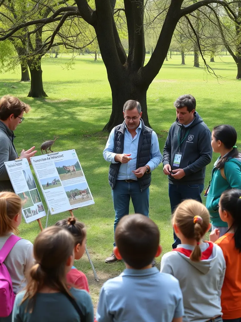 A photo of ACCA CROS DE MONTVERT members leading an educational workshop for local youth on responsible hunting and wildlife conservation.