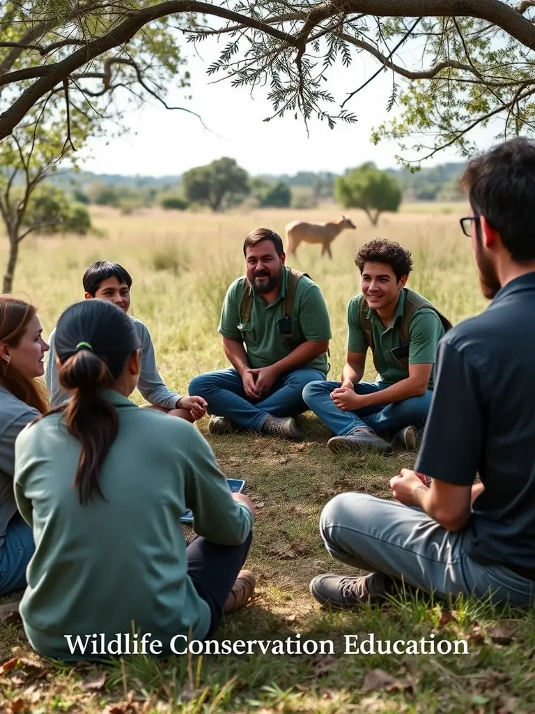 A photograph of ACCA CROS DE MONTVERT members leading an educational workshop for local children about wildlife conservation and responsible hunting practices.