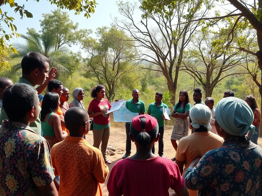 A photo of ACCA CROS DE MONTVERT members conducting an educational workshop for local children, teaching them about wildlife conservation and the importance of environmental stewardship.